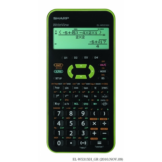 Школьный калькулятор Sharp EL-W531XHGR, зеленый