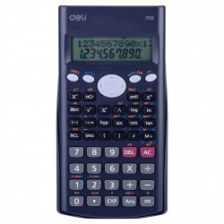 Zinātniskais kalkulators Deli 240F, 165x88x23mm, divrindu displejs, 10+2 cipari, tumši zils