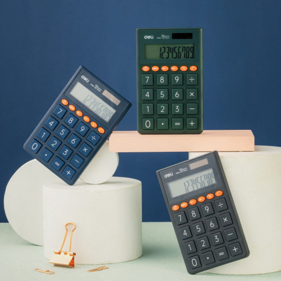 Kabatas kalkulators Deli M130, 140x20x70mm, 12 zīmes, zils