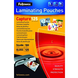 Laminēšanas plēve Fellowes 125mic, 54x86mm, 100lapas, glancēta