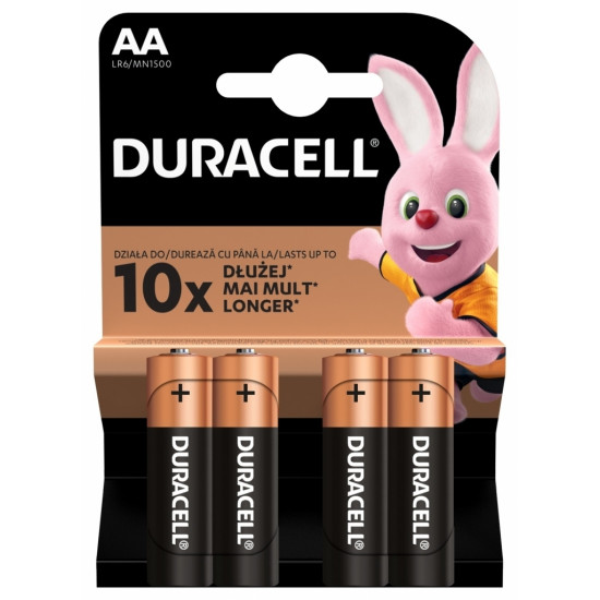 Baterijas Duracell AA, LR6, Basic, MN1500, 1.5V, 4gab/iep