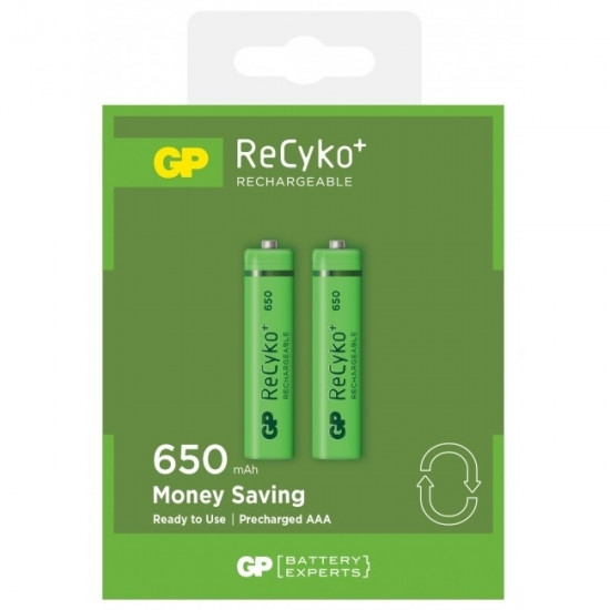 Akumulatora baterija GP Recyko+,  AAA, HR03, 650mAh, 2gab/iep