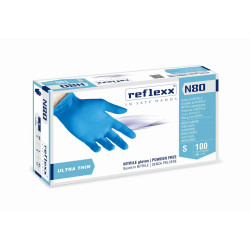 Перчатки неопудренные нитриловые REFLEXX Blue N80 размер S, 100 шт синие