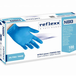 Nitrila cimdi Reflexx Blue N80 M izmērs, nepūderēti, 100gab, zili