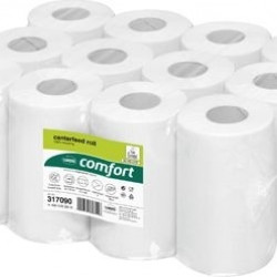 Papīra dvielis Satino Comfort 317090 Centerfeed, 2slāņi, 68m, 12gab/iep, balts