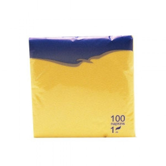 Бумажные салфетки Mouette 24x24cm, 1 слой, 100gab,  желтые