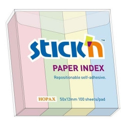Papīra indeksi StickN, 50x12mm, 100gabx4pasteļkrāsas