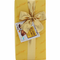 Šokolādes konfekšu asorti Maitre Truffout Praline, zelta krāsas dāvanu kastītē, 100g
