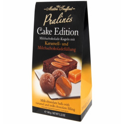 Piena šokolādes konfektes Maitre Truffout Cake Edition ar karameļu un piena šokolādes pildījumu,148g