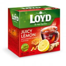 Zāļu tēja Loyd Pyramids Juicy Lemon ar ingveru un medu, ar sildošu efektu, 20x2g