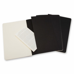 Bloknots Moleskine Cahier 13x21cm, baltās lapas, mīkstie vāki, 3gab., melns