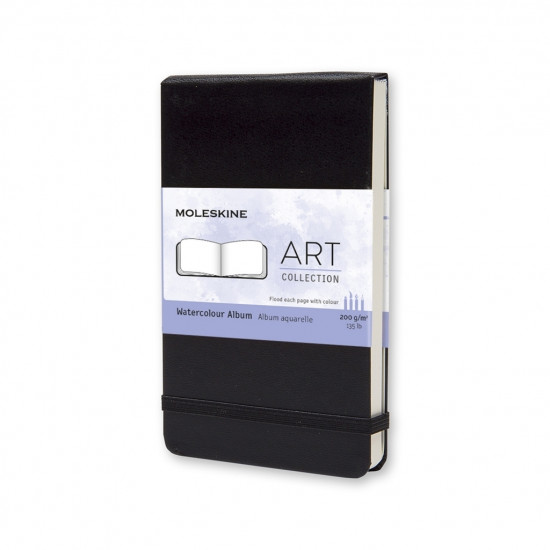 Akvareļu albums Moleskine Watercolour Notebook 9x14cm, 200g/m², horizontāls, cietos vākos, melns