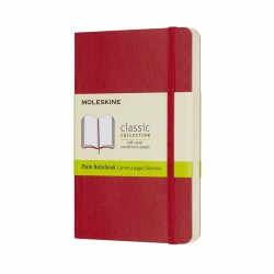 Bloknots Moleskine Classic 9x14cm, baltas lapas, mīkstie vāki, sarkans