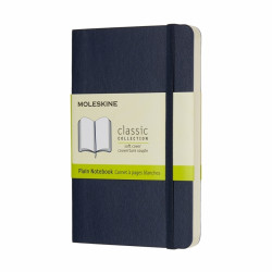 *Bloknots Moleskine Classic 9x14cm, baltās lapas, mīkstie vāki, zils