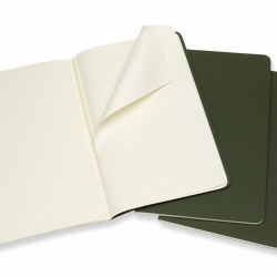 Bloknots Moleskine Cahier 13x21cm, baltās lapas, mīkstie vāki, 3 gab., zaļš