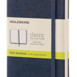 Bloknots Moleskine Classic 9x14cm, baltās lapas, cietie vāki, zils