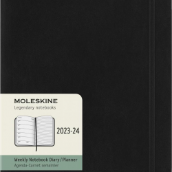 Kalendārs-piezīmju grāmatiņa Moleskine 18mēneši 2023x24, 13x21cm, nedēļas atvērums, mīkstos vākos, melna