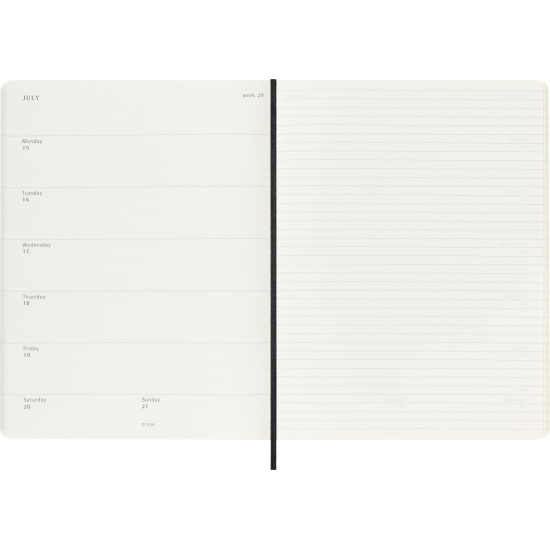 Kalendārs-piezīmju grāmatiņa Moleskine 18mēneši 2023x24, 13x21cm, nedēļas atvērums, mīkstos vākos, melna