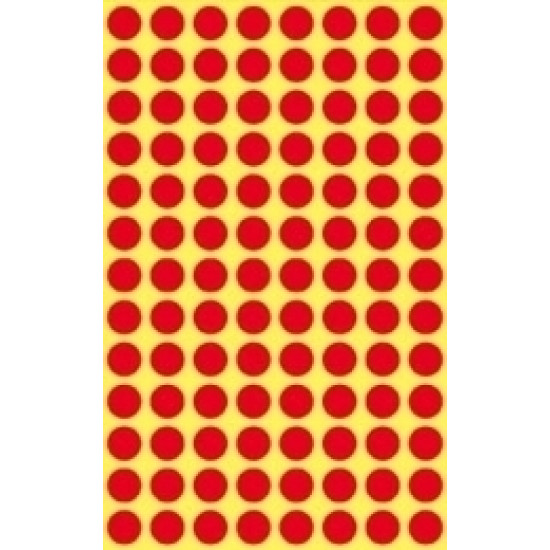 Pašlīmējošas etiķetes Zweckform 3010, Ø8mm, apaļas, 416gab/iep, sarkanas