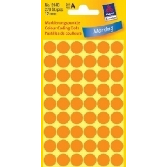 Самоклеящиеся этикетки для маркировки Zweckform 3148 Ø12мм 270шт/уп, неоновые оранжевые