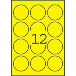 *Apaļas uzlīmes Avery Zweckform L7670Y-25, 300 gab/iep, neona dzeltenas