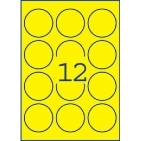 *Apaļas uzlīmes Avery Zweckform L7670Y-25, 300 gab/iep, neona dzeltenas