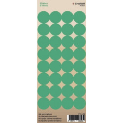 Apaļas uzlīmes marķēšanai Charlot, Ø18mm, 32gab/lpp, zaļas