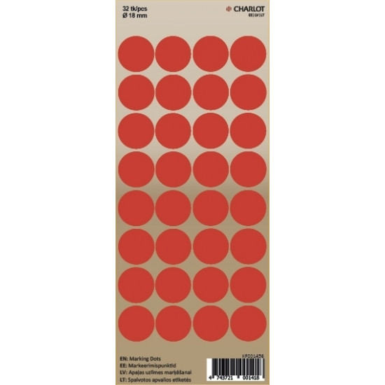 Marķēšanas punkti Charlot, Ø18mm, 32gab/lpp, sarkani