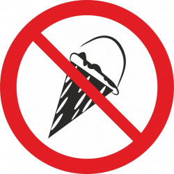 Uzlīme Aizliegts ienākt ar saldējumu, 85x85mm, 1gab