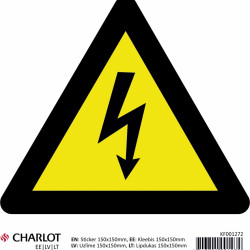 Uzlīme Bīstami elektrība Charlot, 150x150mm