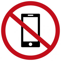 Наклейка Запрещение использования мобильного устройства 200х200мм, красная