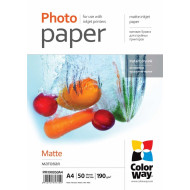 Fotopapīrs ColorWay A4, 190g/m², 50 lapas, matēts