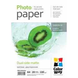 Fotopapīrs ColorWay A4, 220g/m², 20 lapas, abpusējs, matēts