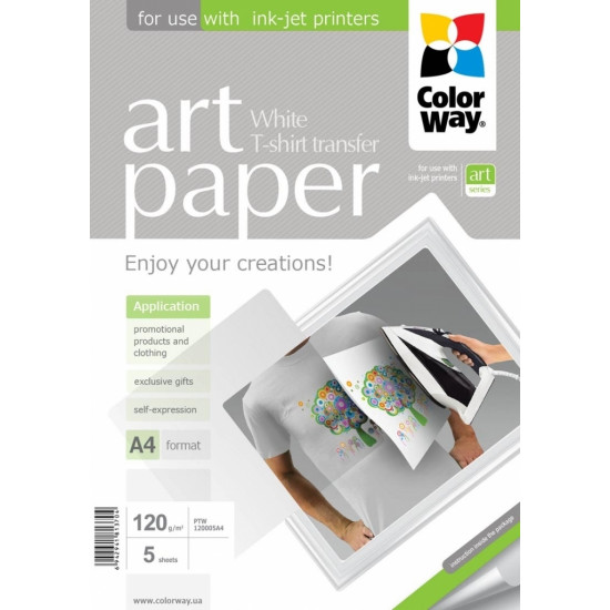 Fotopapīrs ColorWay ART A4, 120g/m², 5 lapas, attēlu pārnešanai uz gaiša auduma