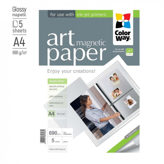 Fotopapīrs ColorWay ART A4, 690g/m², 5 lapas, magnētisks, glancēts
