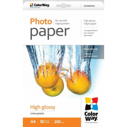 Fotopapīrs ColorWay, A4, 200g/m², 50lpp/iep, glancēts