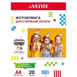 Fotopapīrs deVente, A4, 180g/m², 20 lpp/iep, glancēts