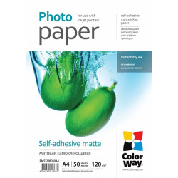 Fotopapīrs ColorWay A4, 120g/m², 50 lapas, pašlīmējošs, matēts
