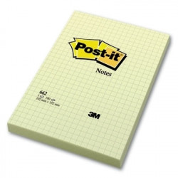 Rūtiņu līmlapiņas POST-IT, 102x152mm, 100lapas, dzeltenas