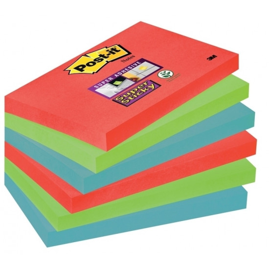 *Līmlapiņas POST-IT Super Sticky Bor Bora 6x90l 76x127, 3 krāsas