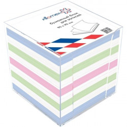 Куб бумажный для записей "Attomex" 90x90x90 мм цветной, непроклеенный, плотность 65 г/м², белизна 90%, в прозрачной пластиковой подставке ( Код ТН ВЭД 4820900000)