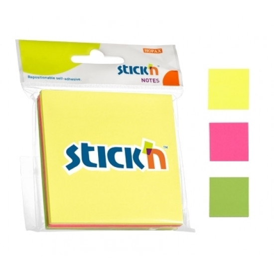 Līmlapiņas StickN 21093 Magic pads, 76x76mm, 3x50gab, neona krāsu asorti