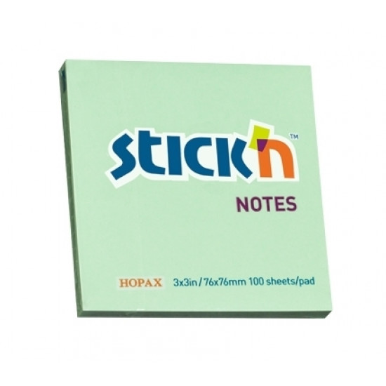 Līmlapiņas StickN 21150, 76x76mm, 100 lapas, zaļas