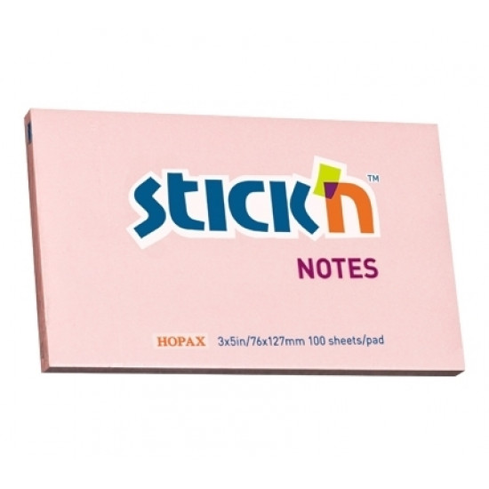 Līmlapiņas StickN 21154 76x127mm, 100 lapas, rozā