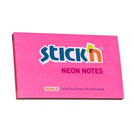Līmlapiņas StickN 21169 76x127mm, 100 lapas, neona tumši rozā