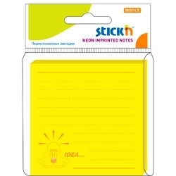 *Līmlapiņas StickN Idea 21177 76x76mm, 50 lapas, ar līnijām, neona dzeltenas