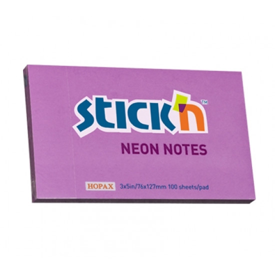 *Līmlapiņas StickN 21214 76x127mm, 100 lapas, neona violetas