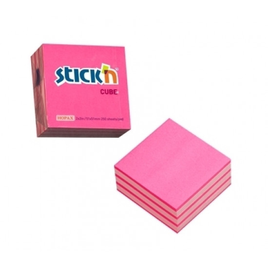 Līmlapiņu kubs StickN Two colors 21338, 51x51mm,  250 lapas, rozā  asorti