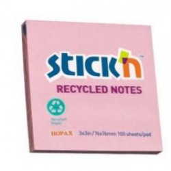 *Līmlapiņas no pārstrādāta papīra StickN 21413 Eco, 76x76mm, 100 lapas, rozā