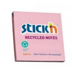 *Līmlapiņas no pārstrādāta papīra StickN 21413 Eco, 76x76mm, 100 lapas, rozā